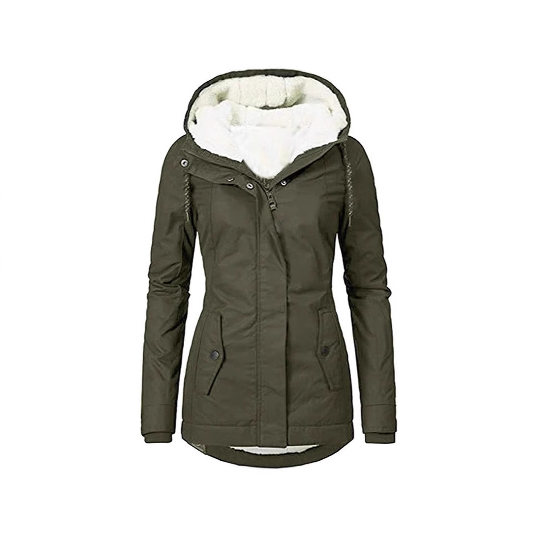 2025 nouvelle veste à capuche pour femme hiver chaleur épaissie polaire veste couleur unie coupe décontractée déplacements et sorties