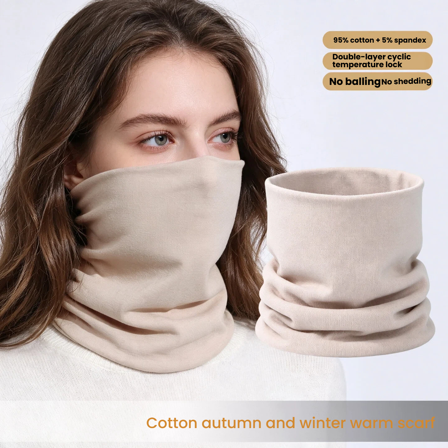 Nouvelle écharpe d'hiver en coton double couche, chaude, unisexe, unie, protège-cou coupe-vent, cache-cou tendance, foulard pour femmes.