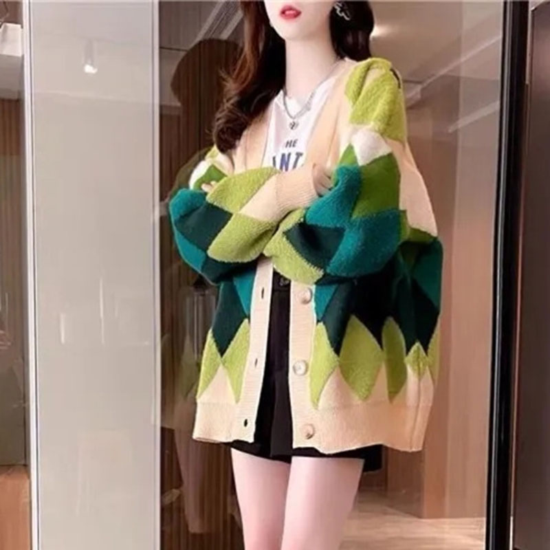 Mode femmes pull ample haut coréen dames col en v Cardigan tricoté automne hiver femme nouveau moyen Long Styles tricot manteau