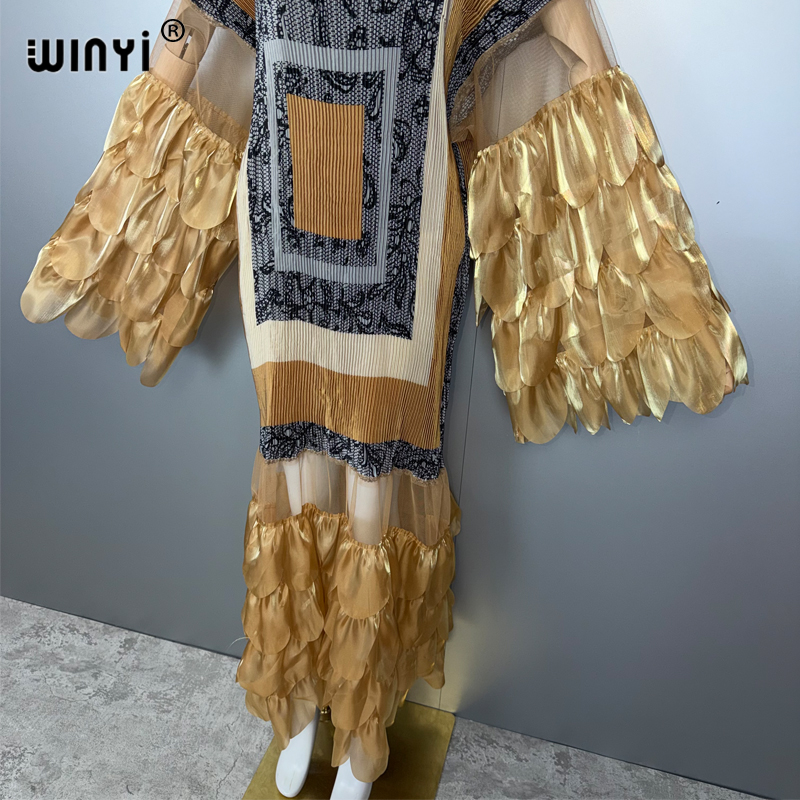WINYI plissé élastique robe ample plage couvrir caftan abaya dubaï luxe robe de soirée mode robe de soirée abaya femme musulmane