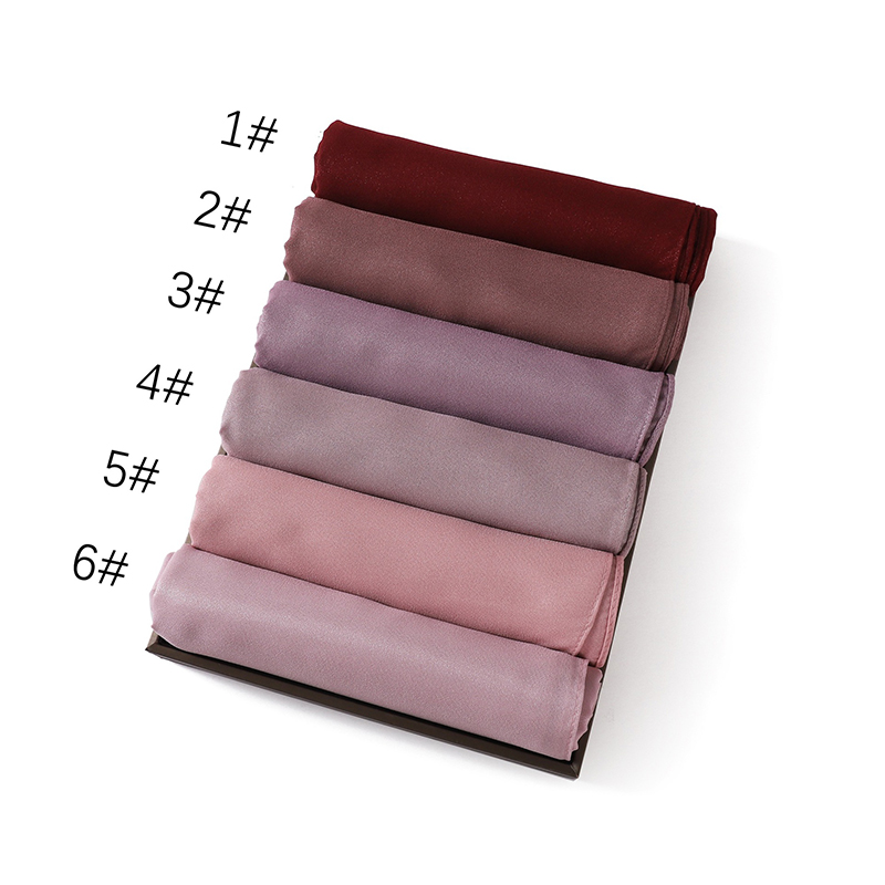 Foulard Hijab musulman en mousseline de soie pour femmes, couleur unie, carré, bandeau, Jersey, Turban islamique, châle, 180x70cm