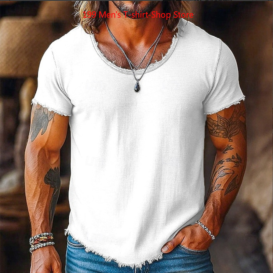 T-shirt décontracté pour homme, mode printemps 2026, manches courtes, couleur unie, coupe ample