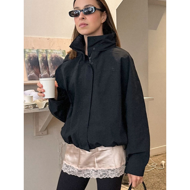Automne hiver femmes coupe-vent veste coupe-vent solide à manches longues Sport de plein air à capuche mince manteau veste pour les femmes