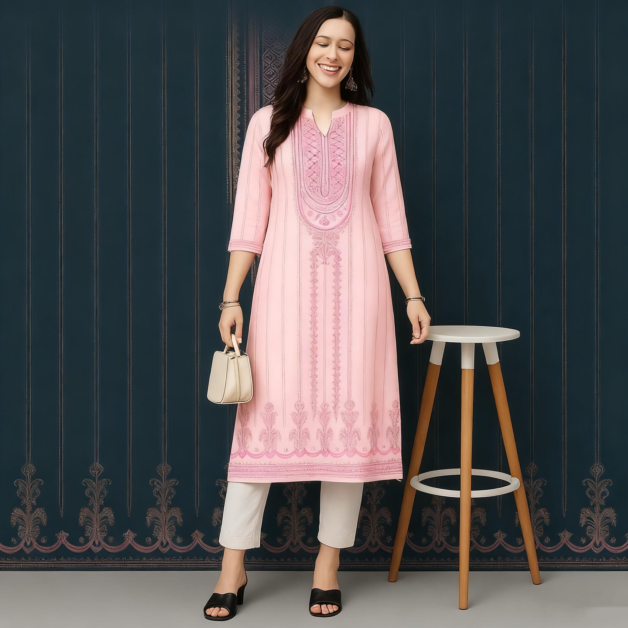Musulman Kurtta femmes Robe de mode décontractée style National Tube droit décontracté ethnique fleur caftan marocain femmes Robe