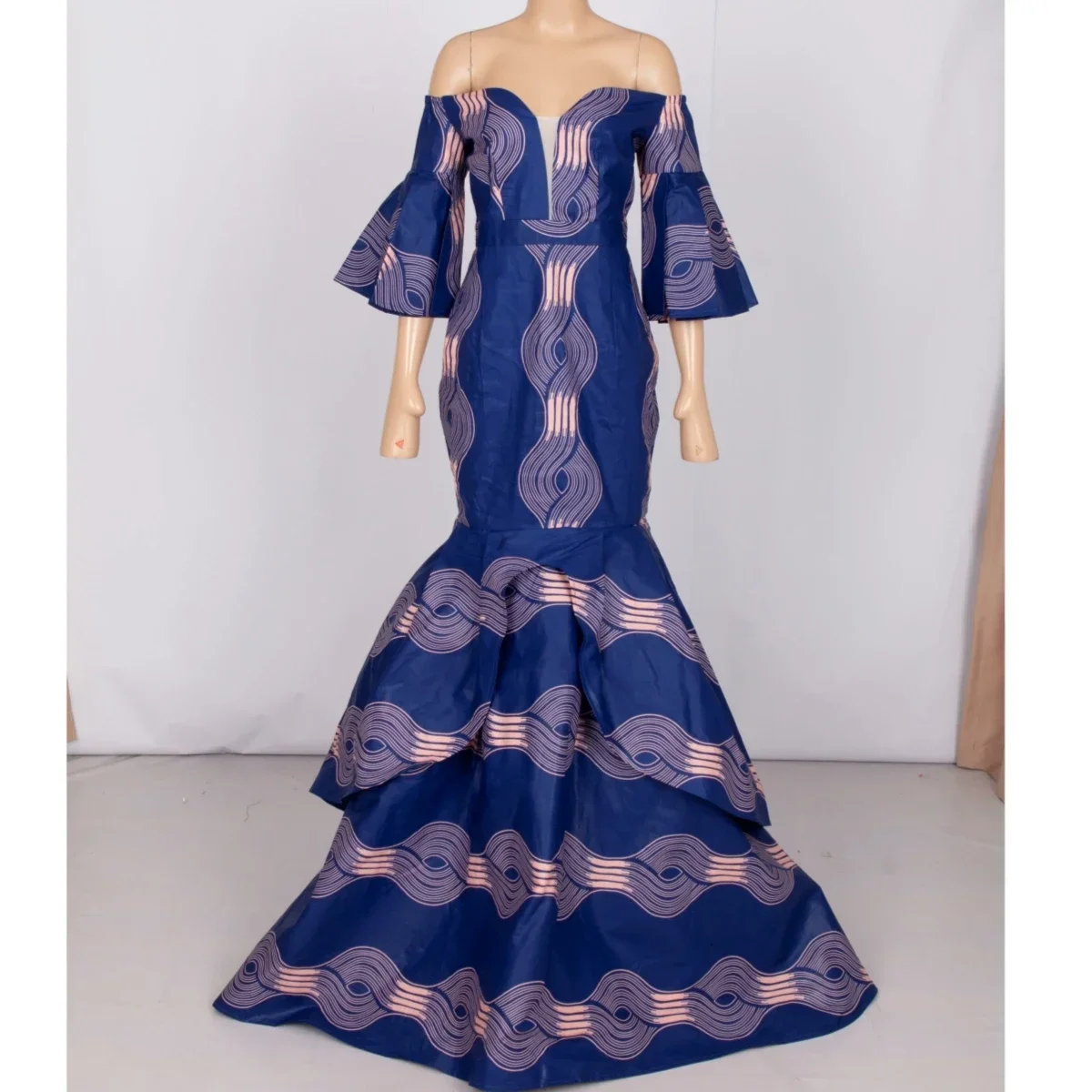 Bazin Riche-Robe longue de soirée pour femmes, imprimé africain, sexy, dashiki, sans bretelles, WY5613