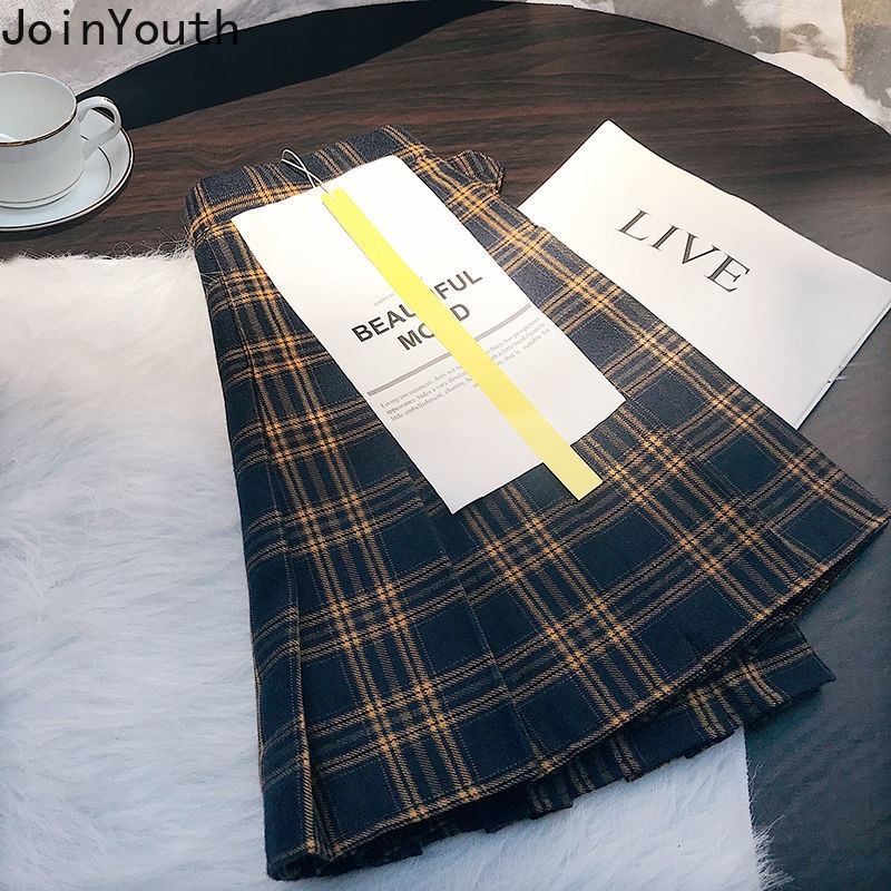 Jupes Vintage pour femmes 2025 Faldas Mujer De Moda mode douce japonaise Saia taille haute a-ligne Jupe Plaid plissée Mini Jupe