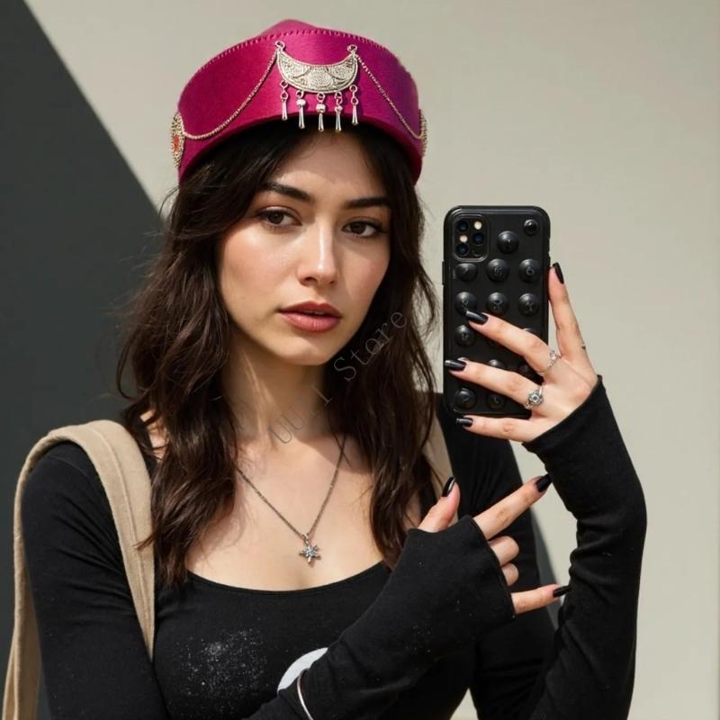 Handcraft kazakh ethnique top chapeau parfait pour les performances des festivals scène
