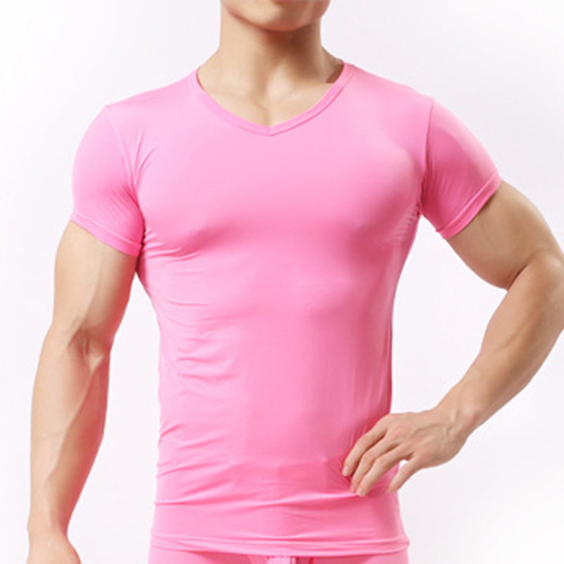 Sous-vêtements transparents pour hommes, maille de soie glacée, chemises de base transparentes, sous-vêtements de Fitness et de musculation Sexy