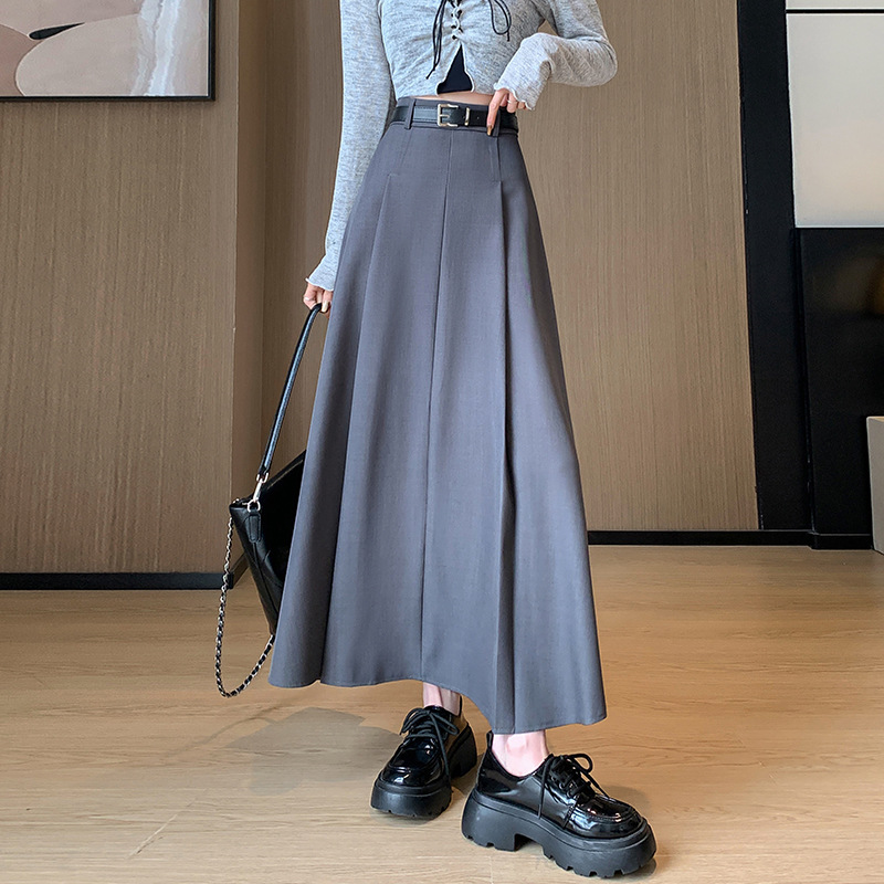 Jupe Longue Plissée Noire Élégante de Style Coréen pour Femme, Vêtement Midi, Tenue de Bureau, Nouvelle Collection