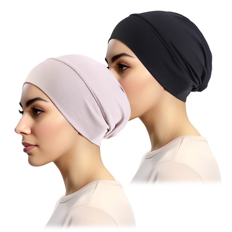 2 pièces/lot solide musulman Turban chapeau Hijab casquettes islamique foulard Bonnet inde chapeaux femme bandeau Turbante Mujer femmes Hijabs