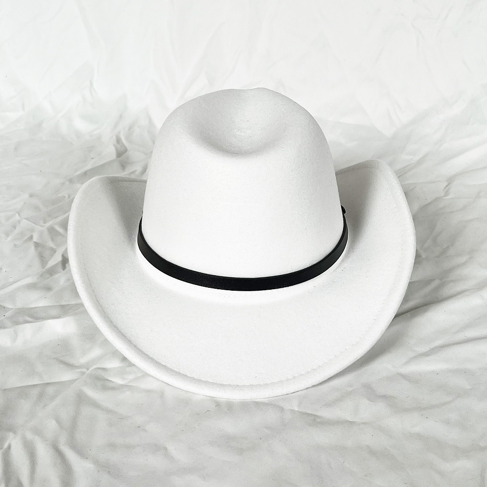 Chapeau de cowboy monochrome pour homme, chapeau haut de forme Jazz pour femme, chapeau Fedora bouclé pour femme, chapeau de chevalier Jazz, grand chapeau ethnique ander
