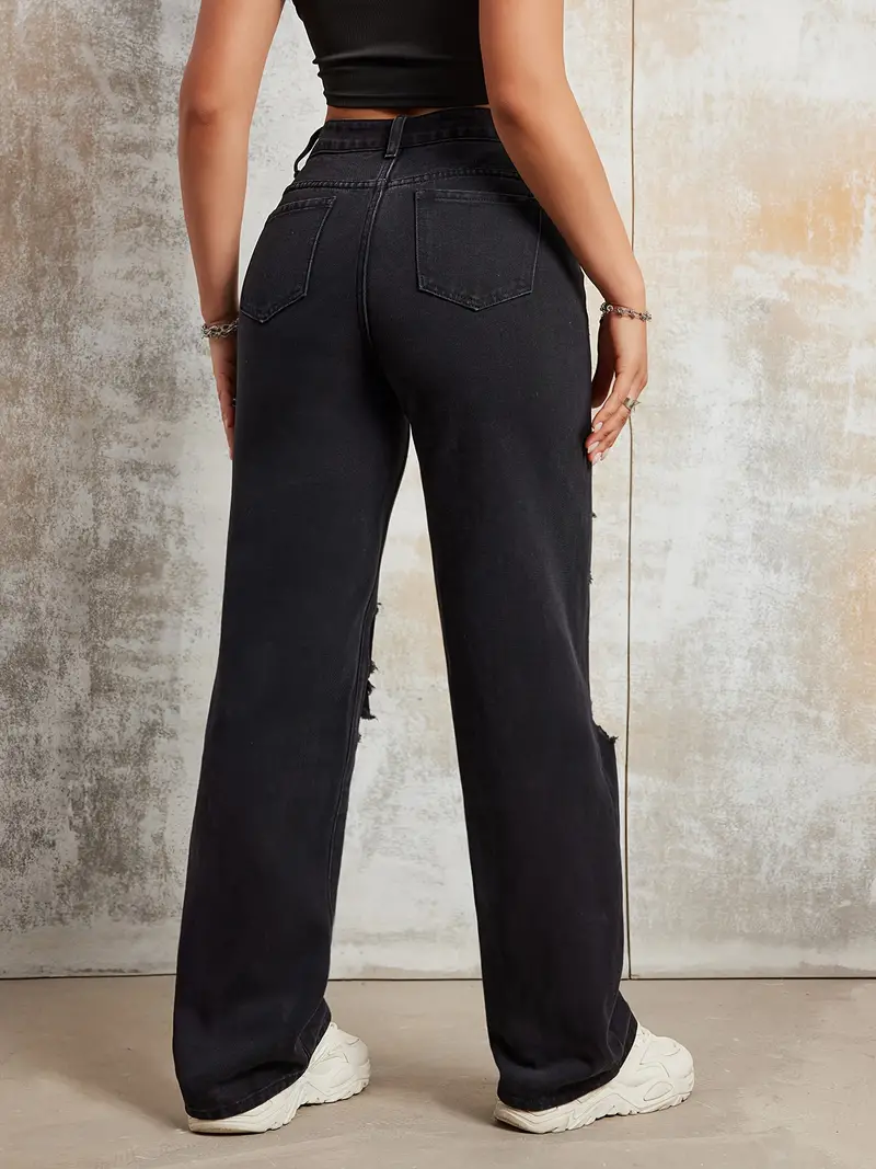 2025 nouveau Style femmes jean femmes printemps et automne nouvelle vente chaude rue INS même Style imprimé déchiré jean droit