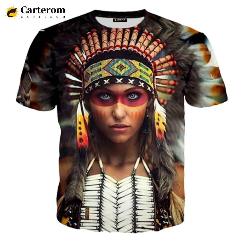 Nouveaux Indiens 3D T-shirt D'été En Plein Air Mode Décontracté O-cou Manches Courtes Culture Indienne Imprimé Hommes T-shirt Décontracté Couples Hauts