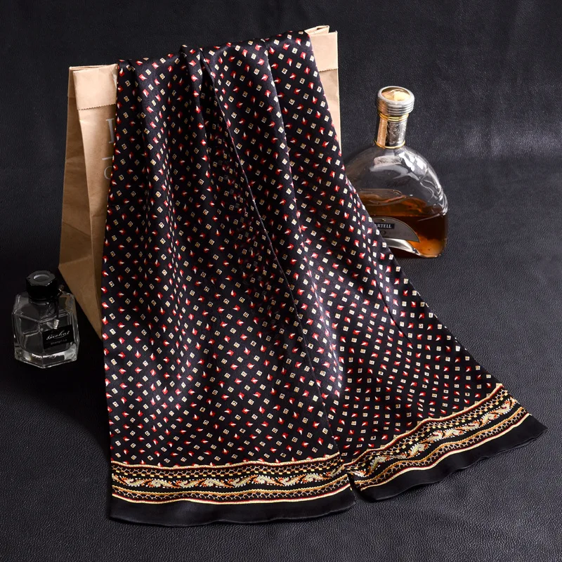 Foulard en soie 100% naturelle pour hommes, Double couche, Long foulard pour le bureau et les affaires, foulards en soie de mûrier 160x26cm