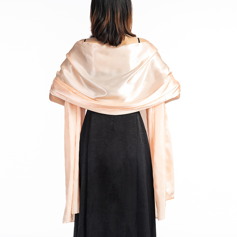 Robe de soirée longue en Satin pour femmes, foulard de protection du cou, Bandana, cape de fête, châle chaud, Hhijab, Q63