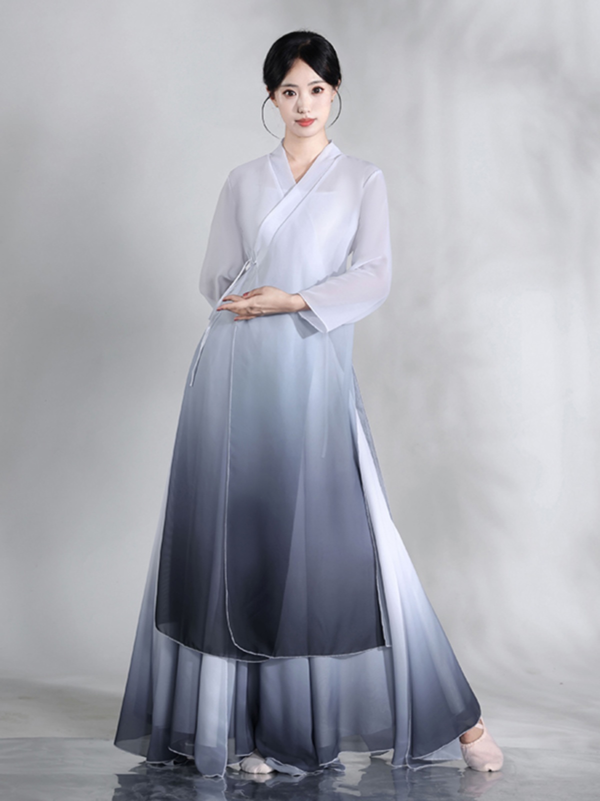 Robe longue pour femmes, peinture à l'encre, ensemble de costumes de spectacle de danse, tenue de danse classique chinoise, poinçon classique