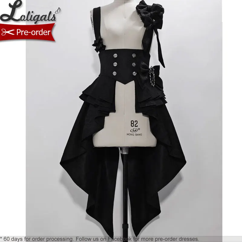 Tenue Ouji Cool Lolita serre-taille w. Jupe Haute et Basse de Princesse, Costume Corset de Théâtre Lapin