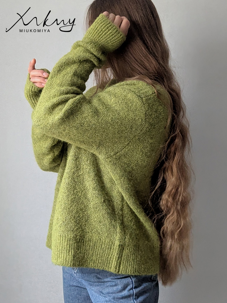 Pull d'hiver pour femmes, chandails chauds à col rond, tricots amples, pulls basiques marron pour femmes, rose d'hiver