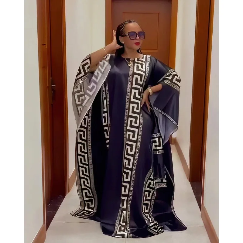 Mode robes africaines pour femme impression numérique robe de soirée manches chauve-souris robes africaines pour les femmes