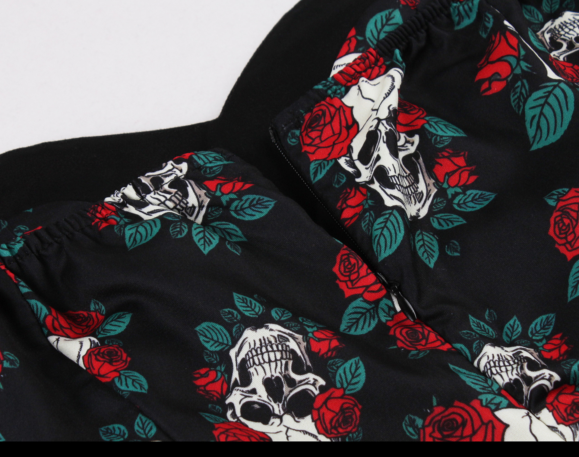Robe de soirée d'halloween pour femmes, col licou, Bandage, imprimé Floral, crâne, rétro, simple boutonnage, ceinturée, Vintage