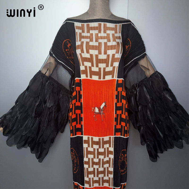 Robe plissée élastique WINYI, style kaftan de luxe de Dubaï, paréo de plage, abaya pour femme musulmane, soirée, style plissé
