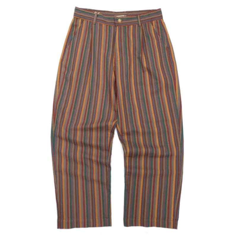 Nouveau pantalon décontracté pour homme, style britannique, coupe droite, entrejambe bas, rayures colorées, en pur coton, ample et large, collection automne