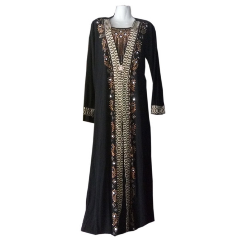 Abaya Islamique Arabe de Dubaï pour Femmes, Robe Longue Musulmane, Kaftan à Paillettes et Perles, Robes Maxi Élégantes à Empiècements, Vêtements Islamiques, Caftan
