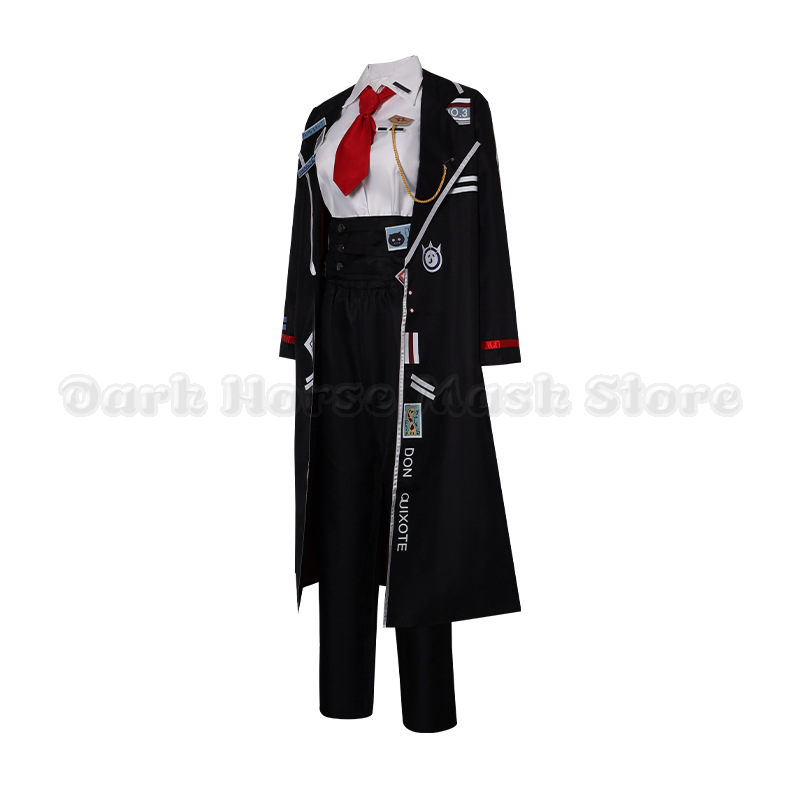Costume de cosplay Anime Don Quichotte, uniforme noir, haut, pantalon, trench, accessoires, Limbus Company, déguisement pour Halloween, carnaval, tenue