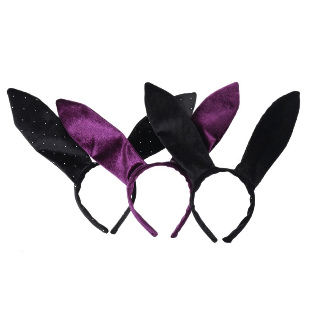 Serre-tête en velours avec grandes oreilles de lapin, accessoires photo, coiffe de fille lapin, accessoires pour cheveux noirs et violets
