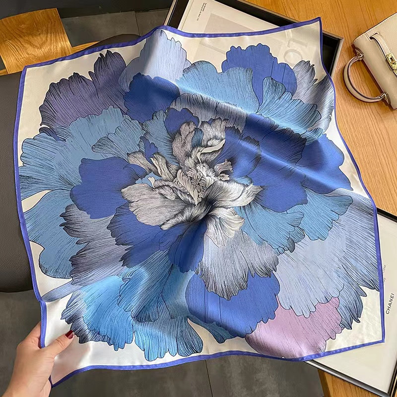 Petit foulard carré en soie Pure 100% pour femmes, 53cm, imprimé à la mode, pour le cou, les cheveux, les mains, le poignet, Bandana, cravate fine, châles de luxe