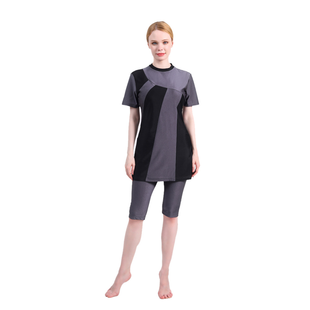 Maillot de bain musulman Burkini avec Hijab pour femmes, maillot de bain islamique, vêtements unis modeste, maillots de bain pour la natation musulmane