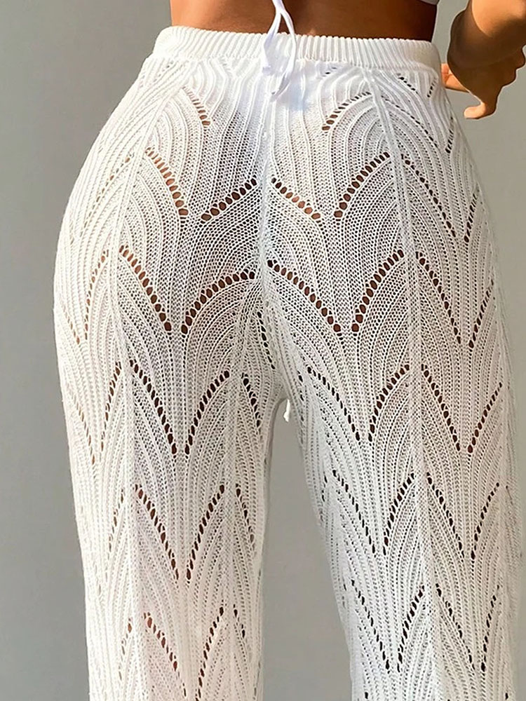 Pantalon tricoté bloqué pour Bikini, mode de plage, Sexy, élégant, arbre creux