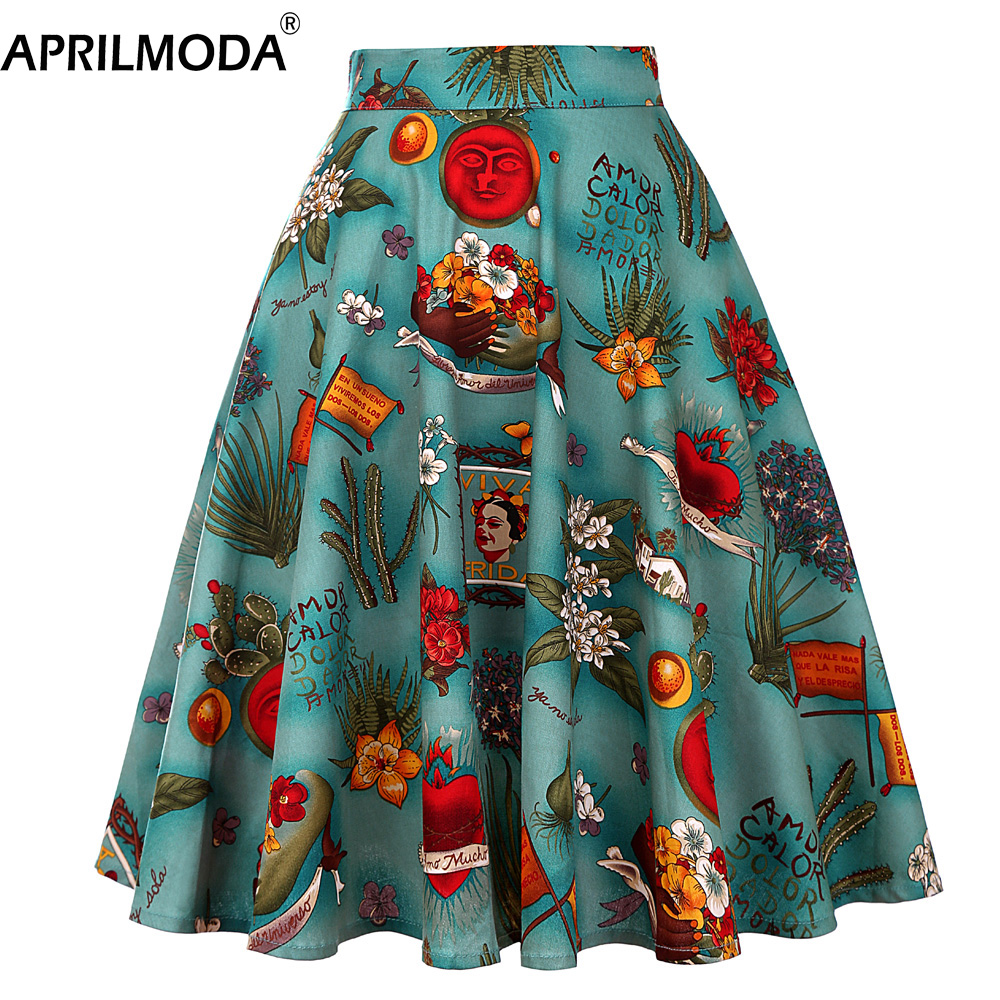 Jupe trapèze mi-longue en coton pour femme, robe d'été noire, taille haute, piste, vintage, pin-up, années 40, 50, 60, école, 03/Rockabilly, patineuse
