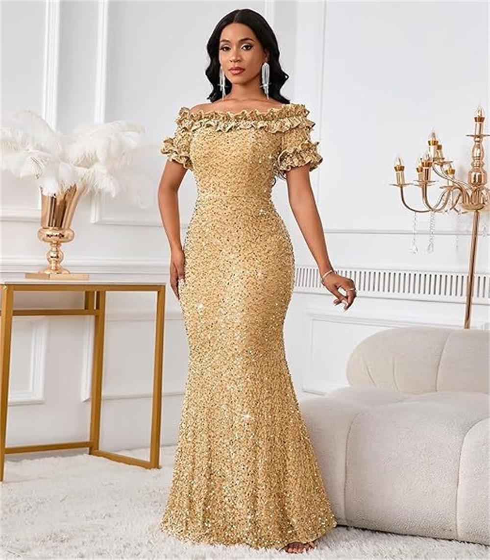 Robe de soirée élégante à épaules dénudées, robe de cocktail pour dîner et banquet