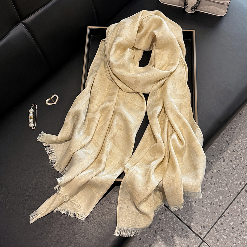 Nouveau Foulard Long en Soie Haute Qualité Polyvalent en Coton Tencel Protection du Cou pour Climatisation et Châle de Voyage Extérieur