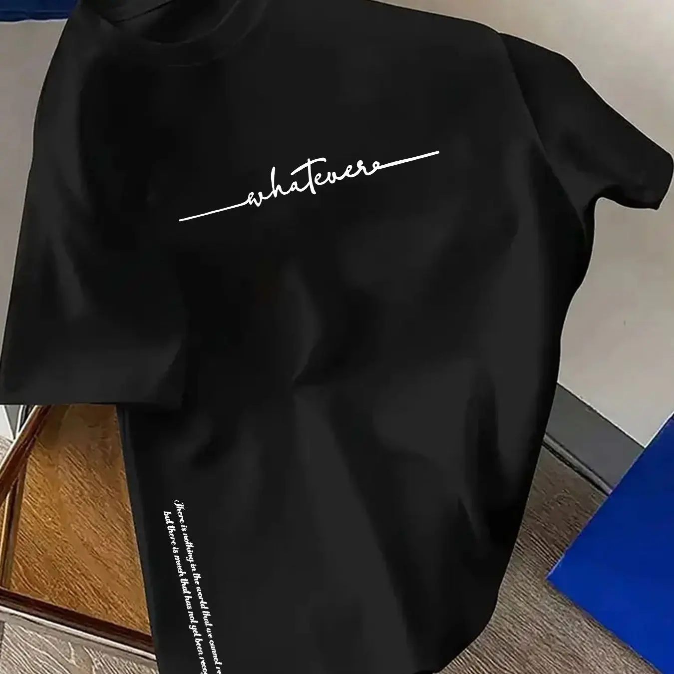 T-shirt élégant pour homme : 100 % coton, imprimé lettres minimaliste, décontracté, confortable, polyvalent, coupe ample, style sportif.