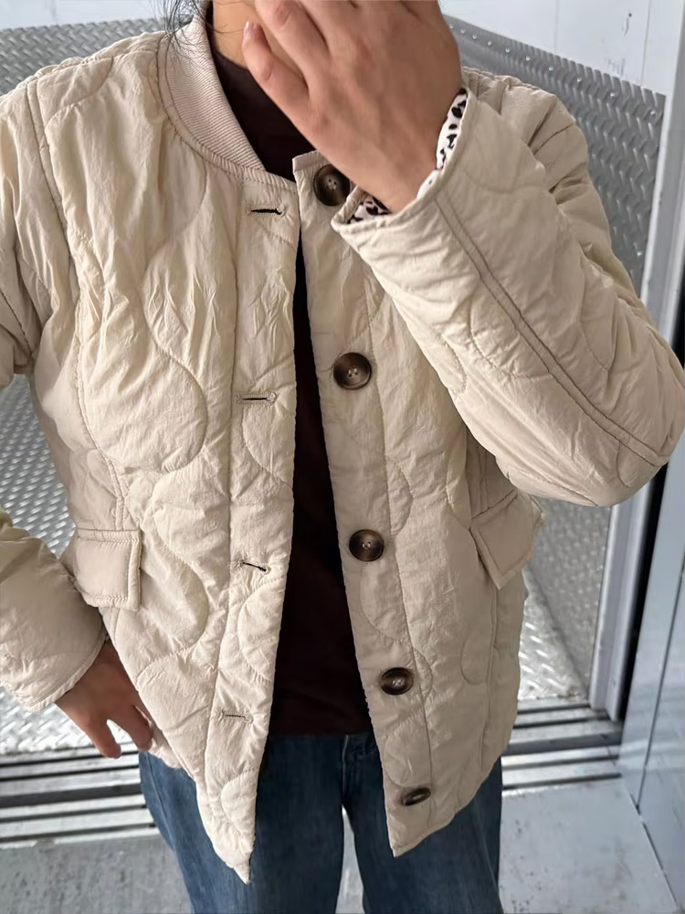 HH Manteau d'automne matelassé élégant pour femme, uni, à manches longues, simple boutonnage, vêtement d'extérieur décontracté, tenue de maternité