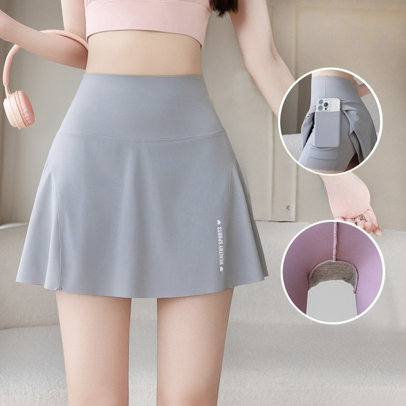 Jupe taille haute grande taille pour femmes, short Slim extensible, empêche les fuites de lumière, entraînement, cyclisme, jupe plissée à séchage rapide, été