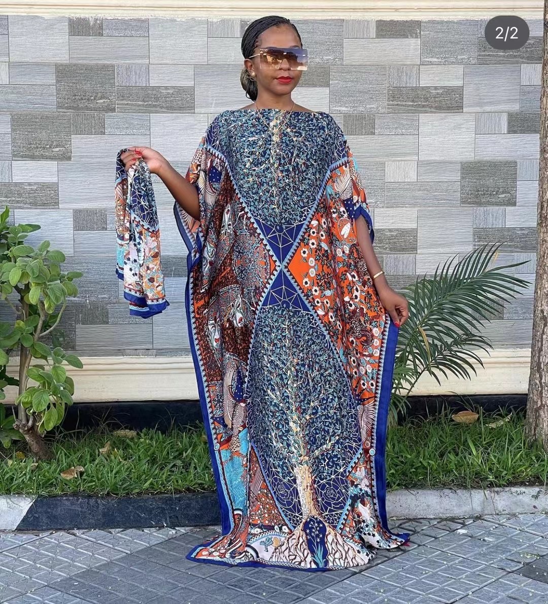 Robe Longue Imprimée avec Écharpe pour Femme Africaine, Style Bohème, Kaftan de Qualité, Promotion d'Été