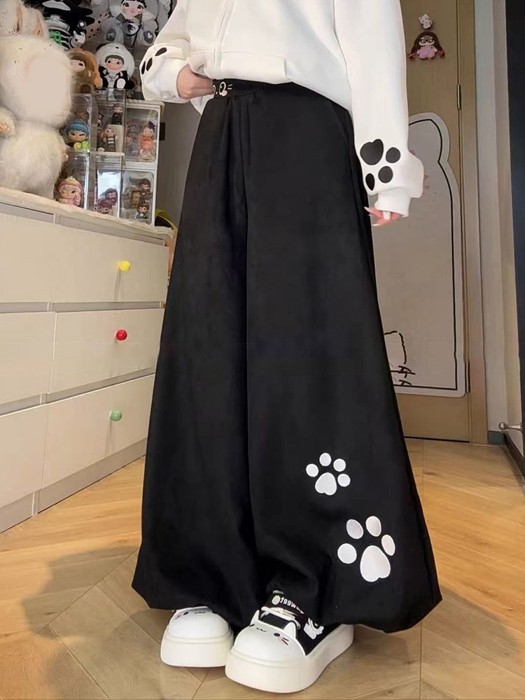 Pantalon Bloomers Mignon et Doux pour Femme, Taille Haute, Style Preppy, Kawaii, Décontracté, Ample, Chic, Imprimé Dessin Animé