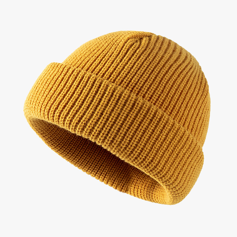Bonnet tricoté pour femmes en saison d'automne et d'hiver, chapeau en peau de melon pour hommes, style court chaud, chapeau froid, chapeau en laine
