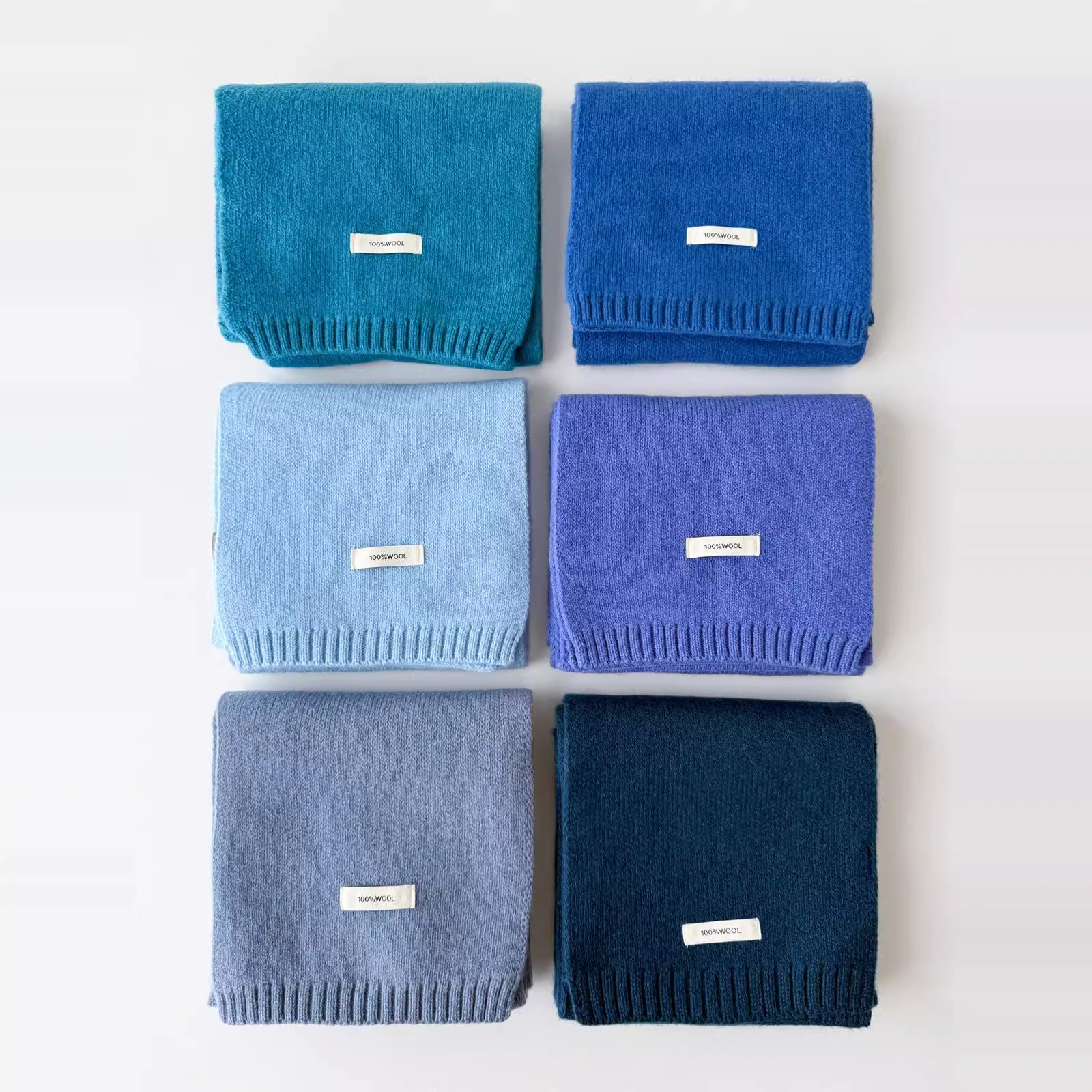 Écharpe 100% laine pour femmes, Style coréen, couleur unie, tricot, chaud et polyvalent, accessoire de mode pour le cou, hiver