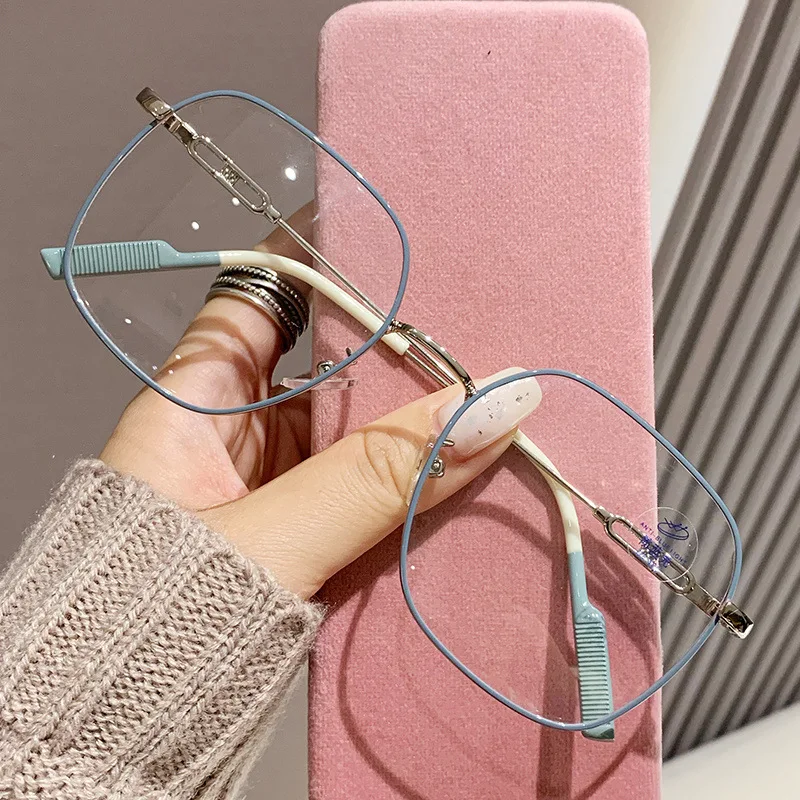 Lunettes de myopie en métal pour femmes et hommes, anti-lumière bleue, ultralégères, lunettes de vue de près, lunettes de délinquants optiques, dioptrie, mode
