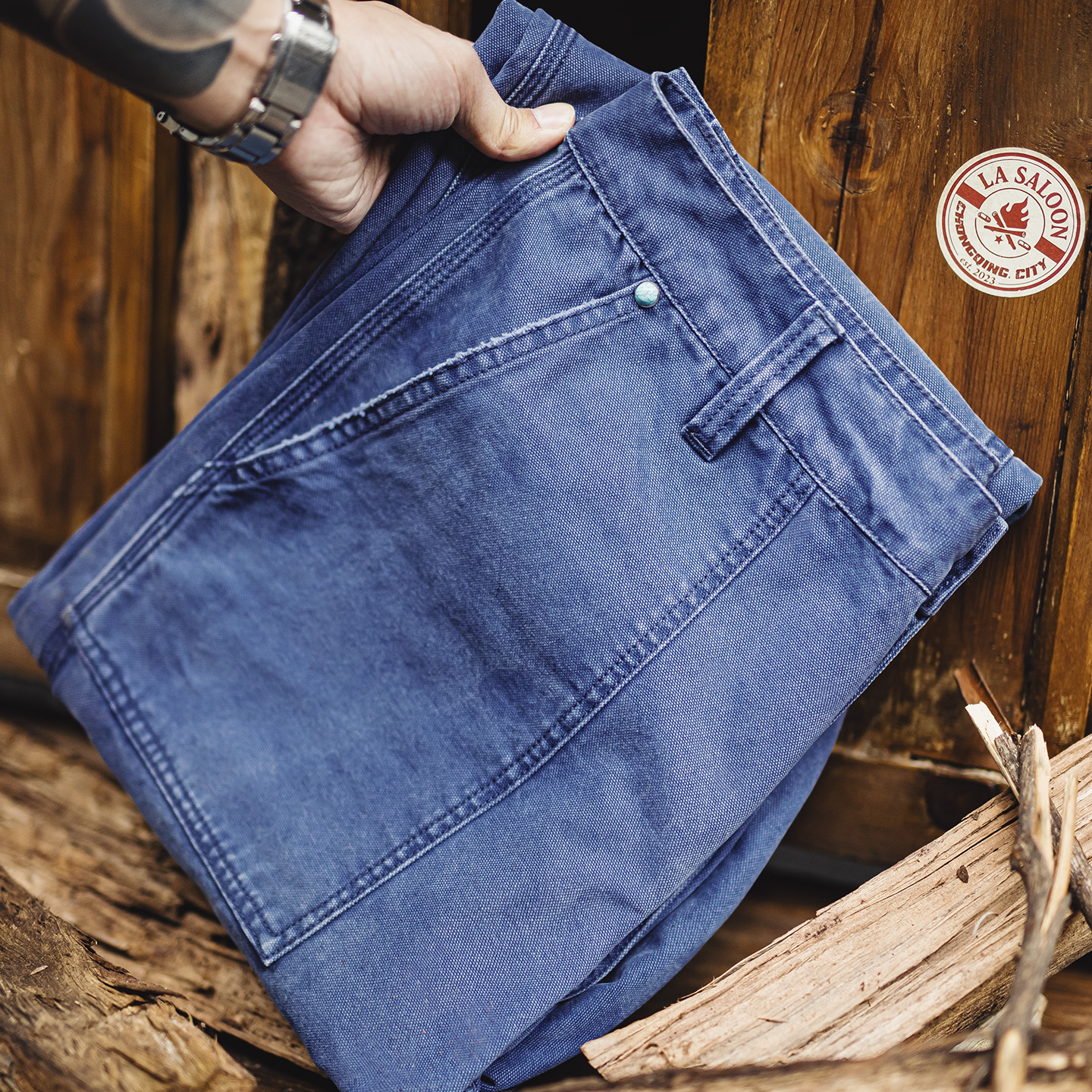 Maden – jean vintage en denim délavé pour hommes, pantalon de travail en toile de coton bleu avec fermeture éclair, coupe ample, pantalon décontracté pour le printemps et l'automne