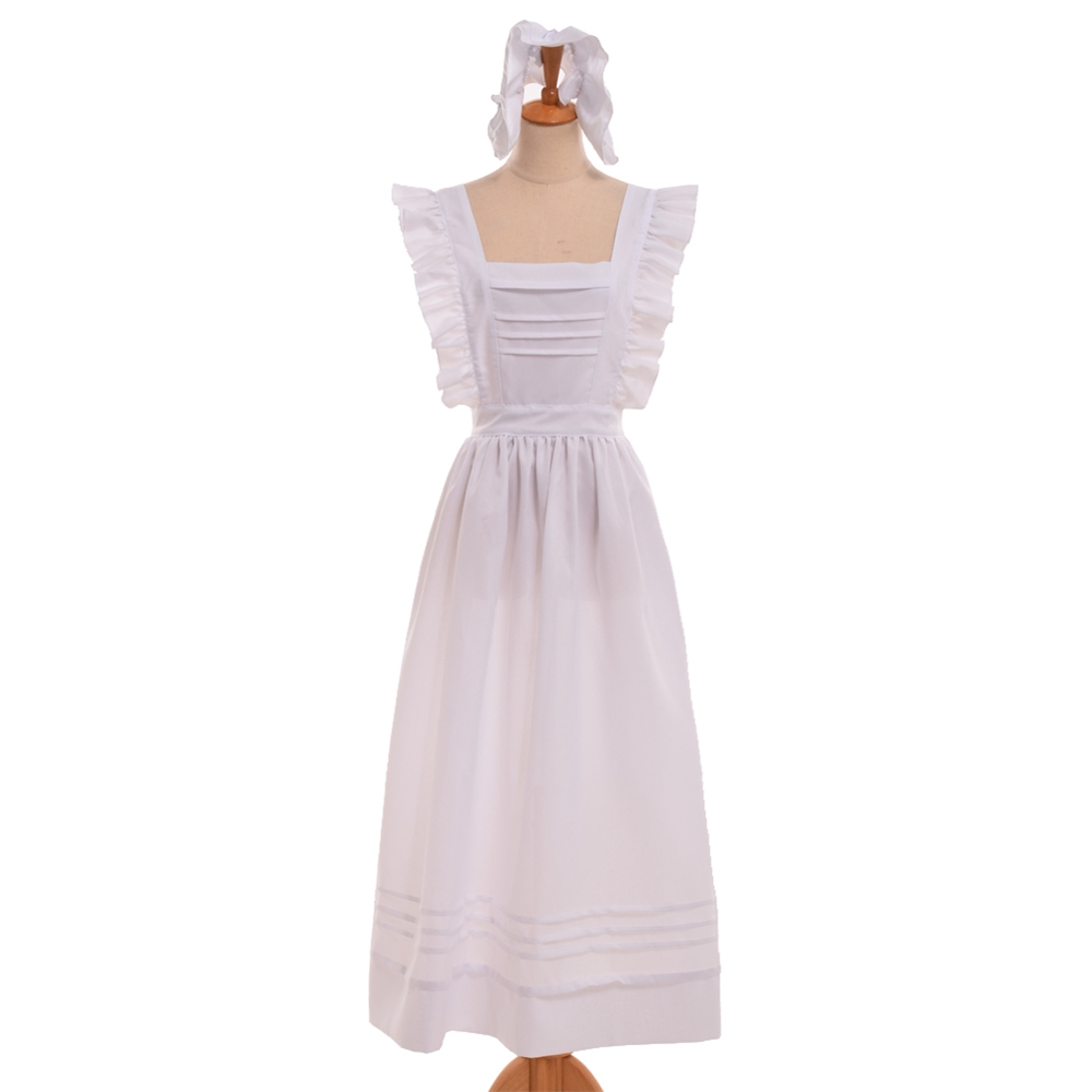 Costumes de femme de chambre Cosplay pour femmes, Style victorien édouardien, servante britannique, tablier de femme de ménage en coton avec casque