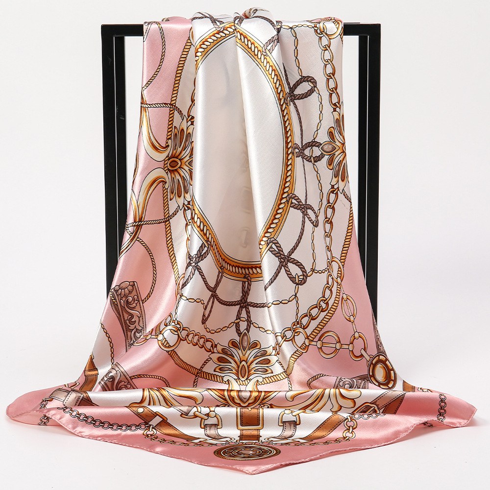 1/4 pièces Foulards carrés en soie 90*90cm pour femmes, Hijabs, Châles, Foulards de tête, Bandanas, Foulards de plage, à imprimé mode