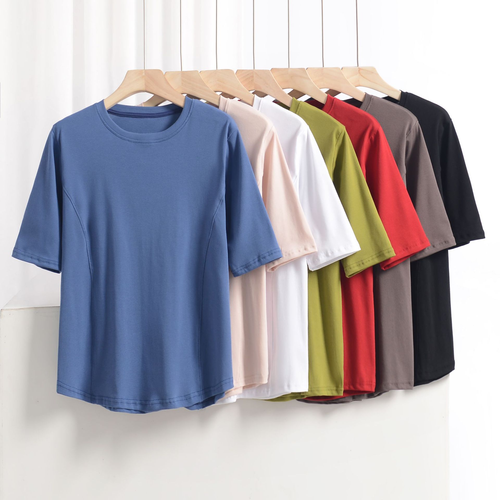 XL à 8XL grande taille t-shirts col rond T-shirt basique femme couleur unie demi manches été simple T-shirt hauts t-shirts à fond tout tapis