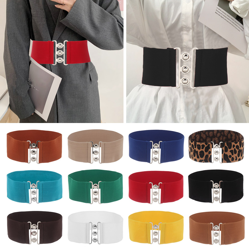 Ceinture large élastique pour femme, ceinture multicolore avec structure en métal, ceinture décontractée pour femme, ceinture pour manteau, ceinture pour robe