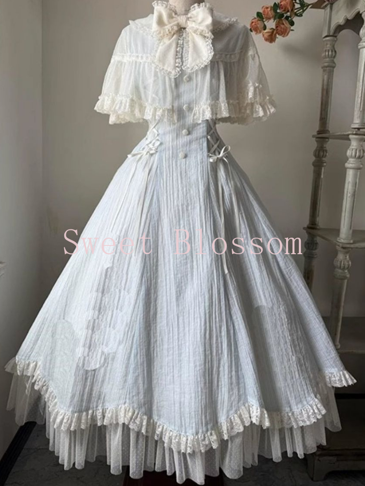 Robe Lolita française élégante et douce pour femmes, avec nœud en dentelle, Patchwork, robes de soirée princesse, Slim, mode Hepburn, vêtements d'été, 2025