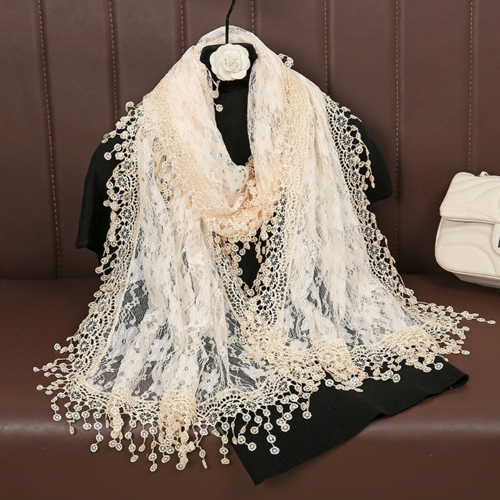 1 pièce Écharpe châle longue en dentelle unie à franges pour femme, nouveau design, pour robe de soirée, pashmina de mariage, hijab, foulard, bandana